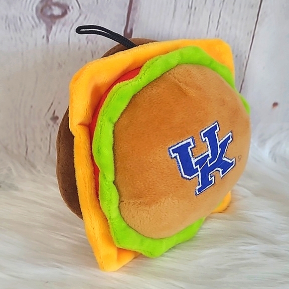 UK University of Kentucky Wildcats Cats Embroidered Cheeseburger Dog Squeek Toy - Picture 9 of 11